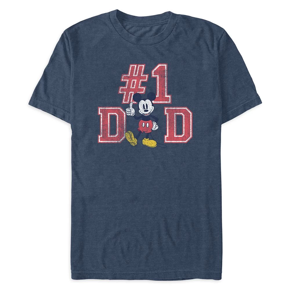 Disney Mickey Mouse ''#1 Dad'' Heathered T-Shirt For Men 3 Disney Mickey Mouse ''#1 Dad'' Heathered T-Shirt For Men