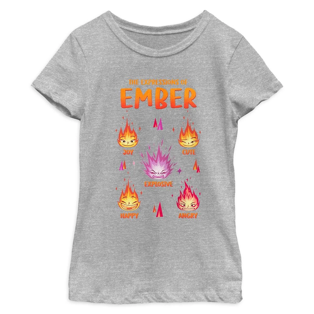 Disney Ember Lumen ''The Expressions Of Ember'' Heathered T-Shirt For Kids – Elemental 3 Disney Ember Lumen ''The Expressions Of Ember'' Heathered T-Shirt For Kids – Elemental